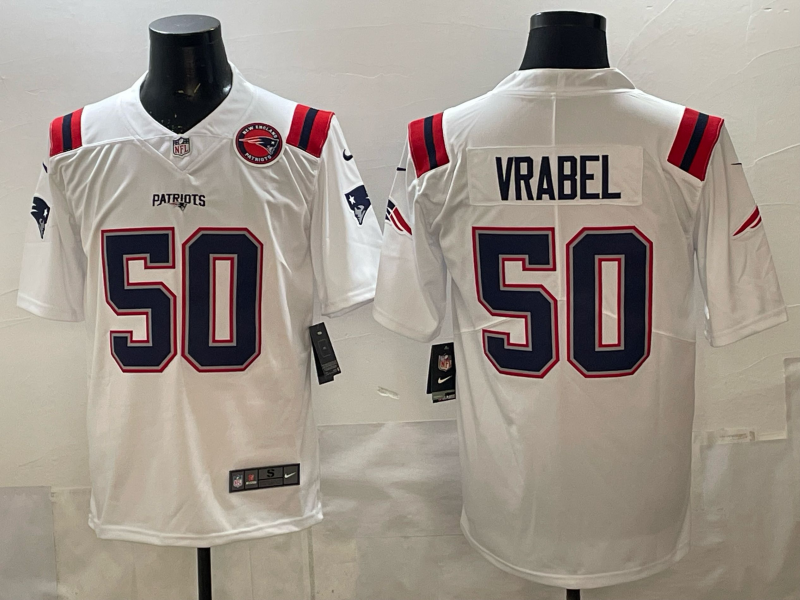 Men 2026 New England Patriots #50 Vrabel white Nike Limited NFL Jersey 003